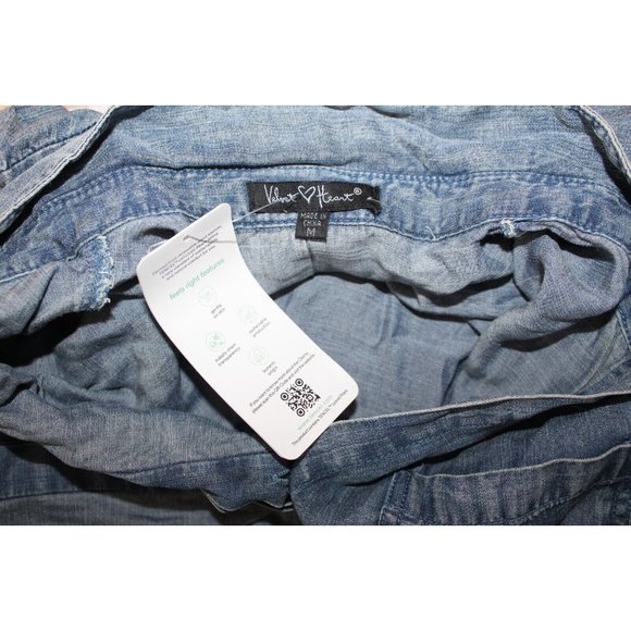 NWT Velvet Heart Blue Chambray Tencel Long Sleeve Button Up M - Picture 6 of 6